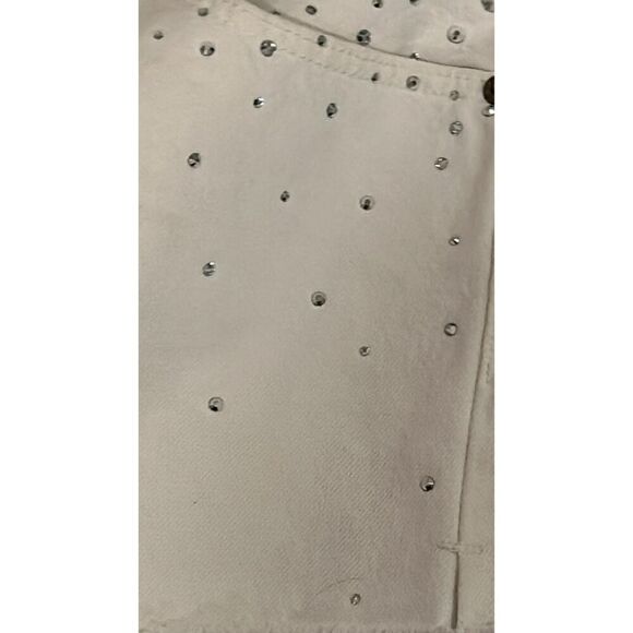 Re/done & Pam Crystal Mid-rise White Denim Shorts Size 32 (10-12) - Picture 12 of 14